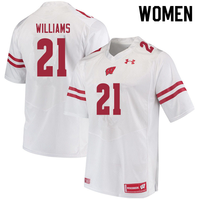 Women #21 Caesar Williams Wisconsin Badgers College Football Jerseys Sale-White